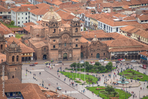 Obraz na płótnie View from the mountain of the Company of Jesus Church and Plaza Mayor in Cusco (Peru) w salonie