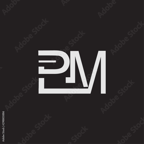 PM initial logo Capital Letters black background