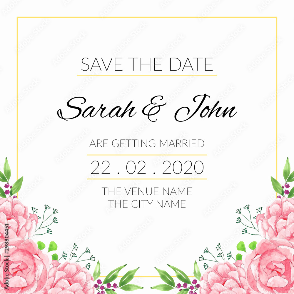 Beautiful watercolor floral save the date template