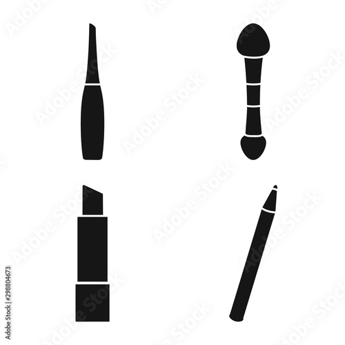 Vector design of cosmetology and makeup logo. Set of cosmetology and product stock symbol for web.