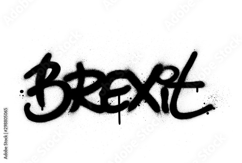 graffiti brexit word sprayed in black over white