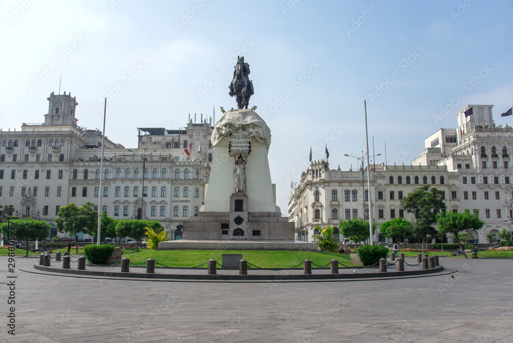 General Jose de San Martin Monument on Plaza San Martin in Lima