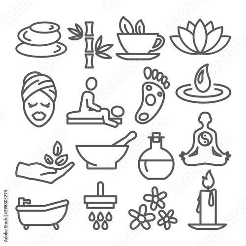 Spa line icons set on white background