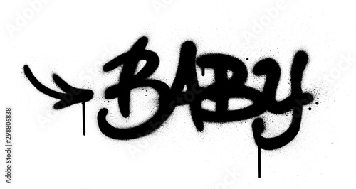 graffiti baby word sprayed in black over white