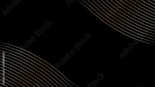 Vector black luxury background for web. Golden waves on a gradient background