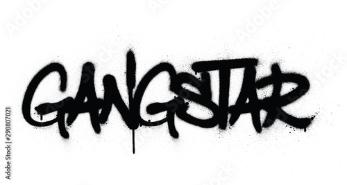 graffiti gangstar word sprayed in black over white