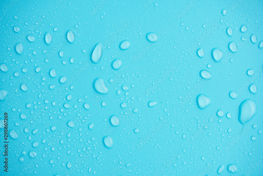 Water drops on blue background.