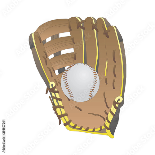 Baseball ball in the catcher's mitt