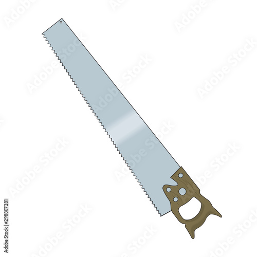 Saw icon, isolated on white background. Hand saw isolated, symbol. Vector illustration. Tools carpenter, repairmen. Vector illustration flat design.
