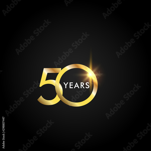 50 Years Anniversary Celebration Gold Vector Template Design Illustration