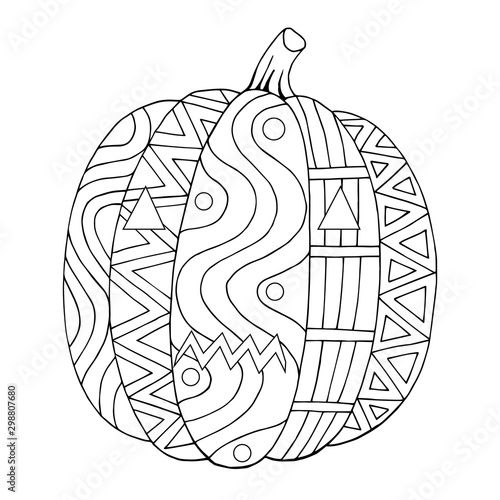 Terrible pumpkin for Halloween coloring page for painting vector illustration