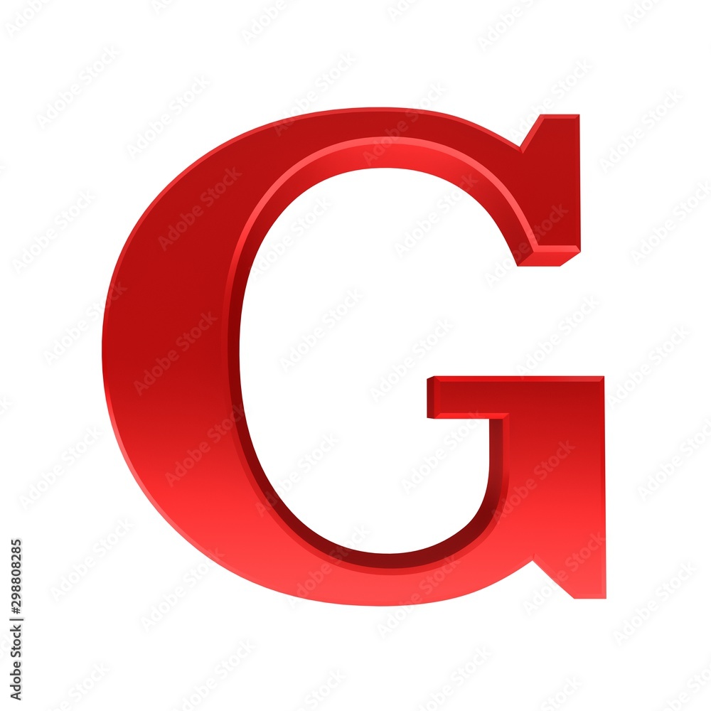 G letter red sign 3d rendering text alphabet capital font isolated on white background G letter red sign 3d rendering text alphabet capital font isolated on white background