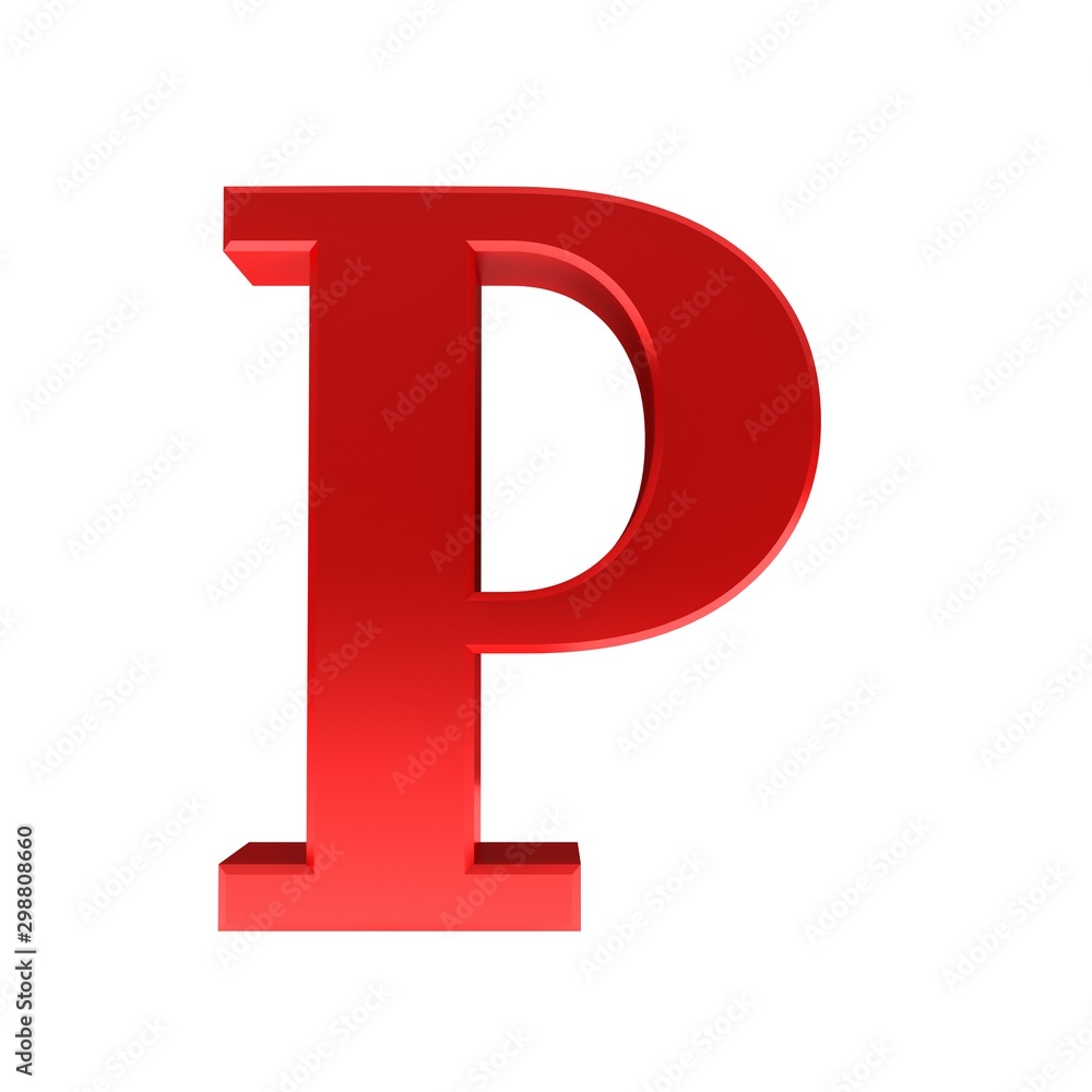 P letter red sign 3d rendering text alphabet capital font isolated on white background P letter red sign 3d rendering text alphabet capital font isolated on white background