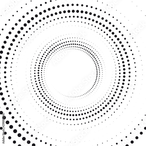Halftone dots. Circle shape. Black and white vector background. Vector element for web and graphic design.