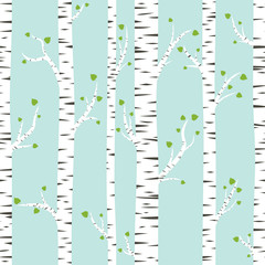 Stickers Berken patronen Naadloos berkenbos patroon natuur  © designer_an