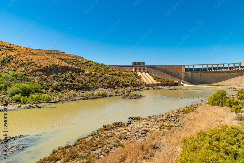 Gariep dam during a drought in the Free state province of South Africa. Gariep dam during a drought in the Free state province of South Africa.