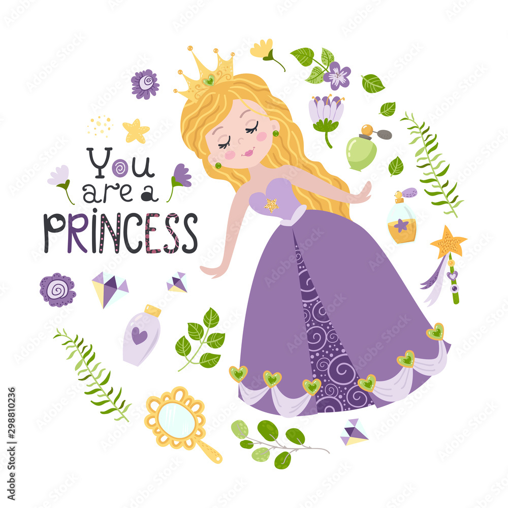 Poster with princess and lettering Poster with princess and lettering