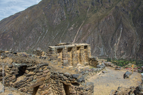 The ruins of the old temple near the town of Ollantaytambo (Peru)