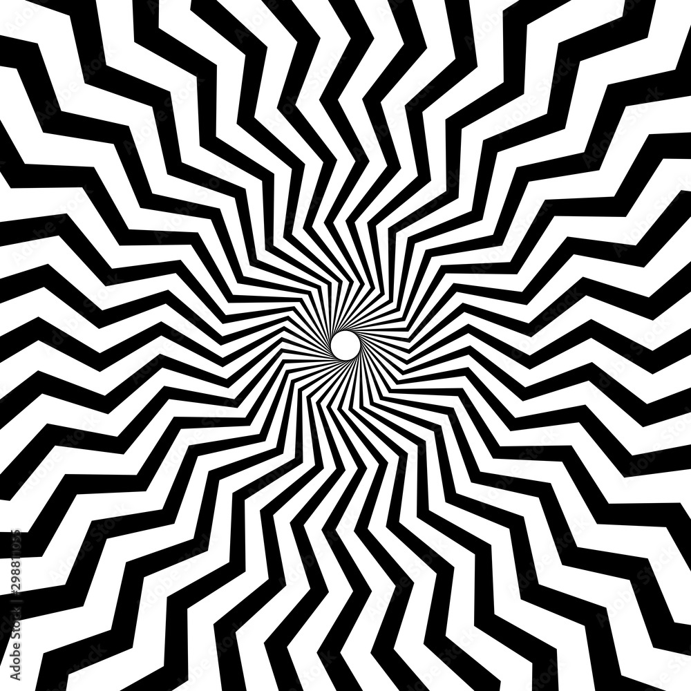 Black and White Hypnotic Spiral Background. Radial Spiral Rays Background. Retro Sunburst Background Template. Vector Illustration Black and White Hypnotic Spiral Background. Radial Spiral Rays Background. Retro Sunburst Background Template. Vector Illustration