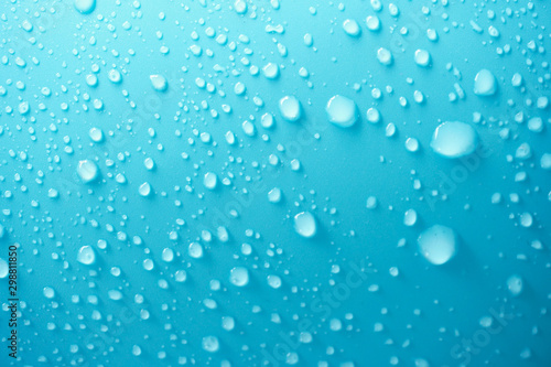 Water drops on blue background.