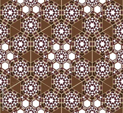 Arabesque Traditional Wooden Marquetry Seamless Pattern