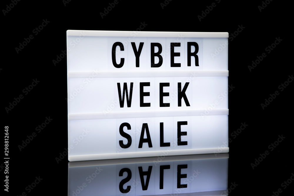 Cyber week sale text on lightbox Cyber week sale text on lightbox