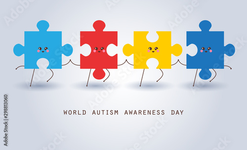 World autism awareness day. Colorful puzzle vector design sign. Symbol of autism. Medical flat illustration. Health care