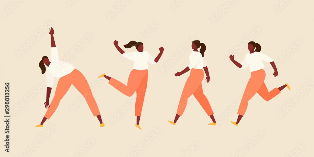 Girl in different movements vector set Girl in different movements vector set