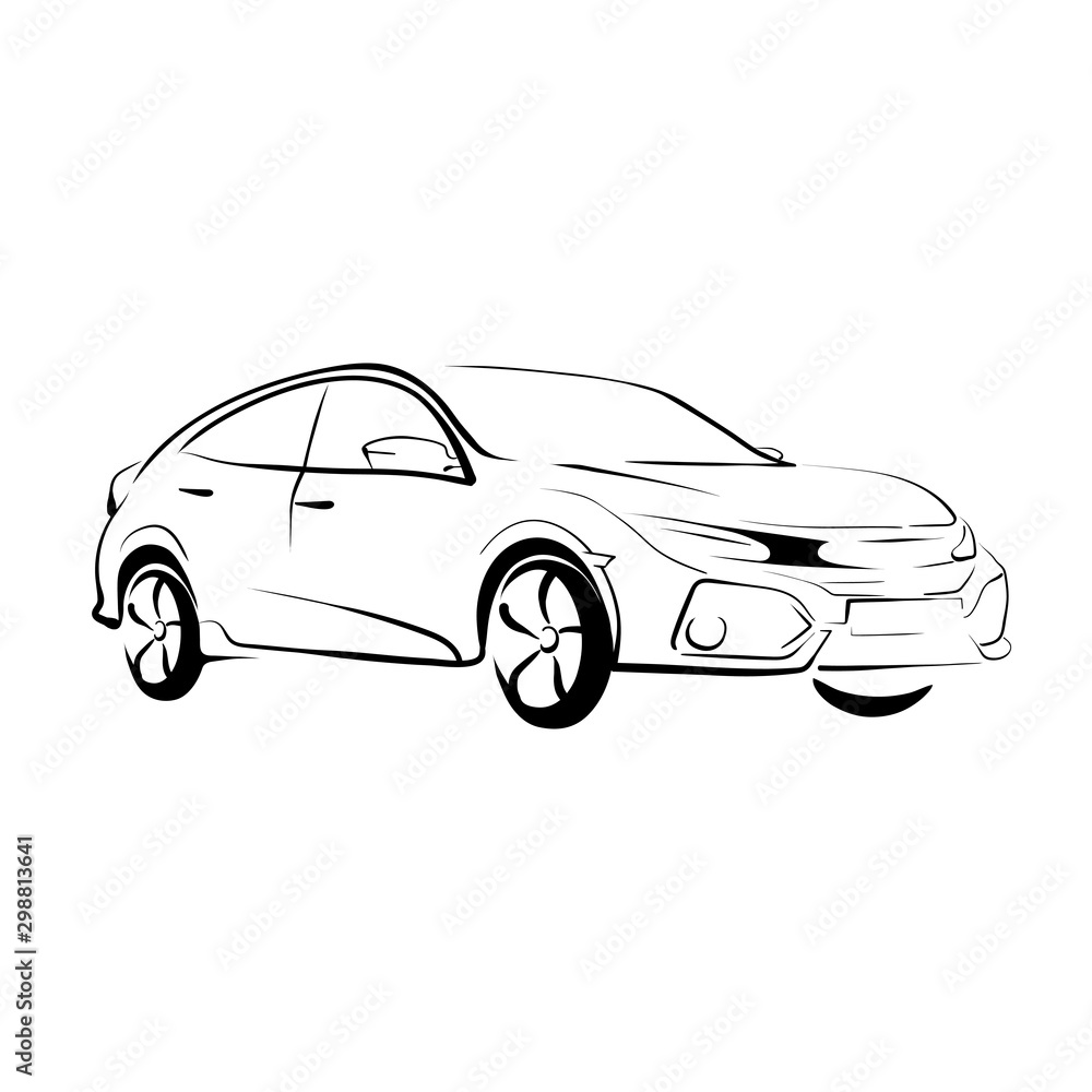 Naklejka premium car contour model in vector