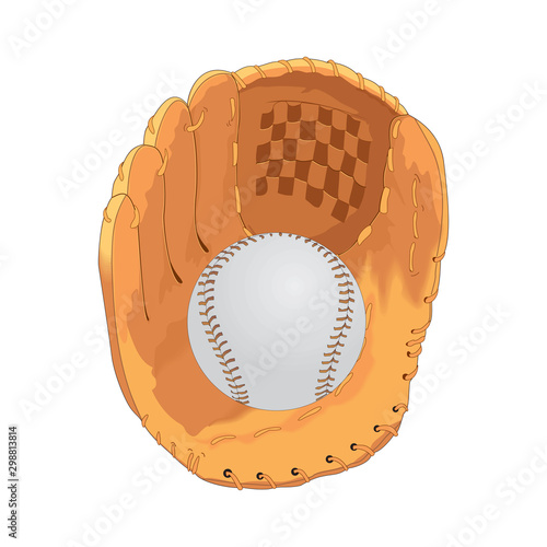 Baseball ball in the catcher's mitt