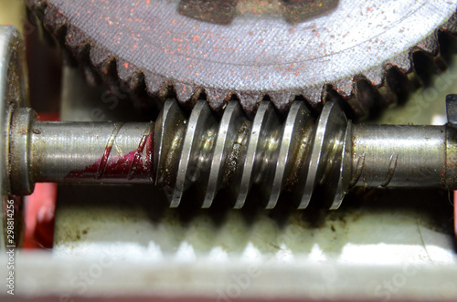 Closeup on a worm wheel gear. photo