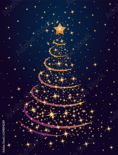 A greeting card with New year tree.