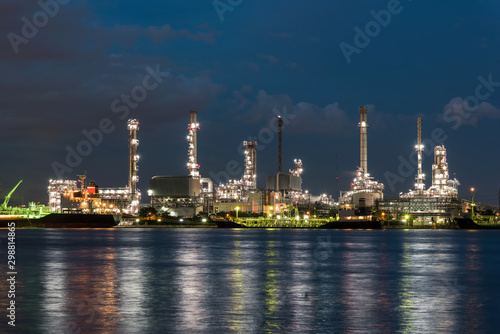 Oil and gas refinery plant area at sunrise