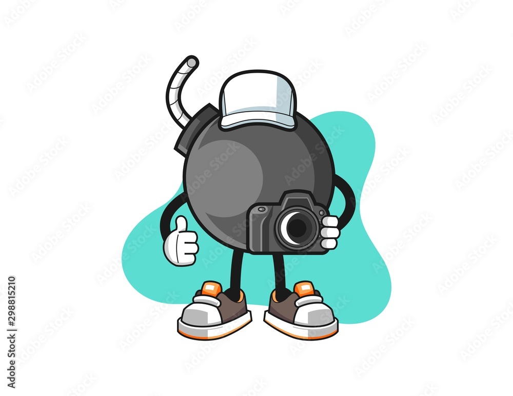 Bomb photographer cartoon. Mascot Character vector.