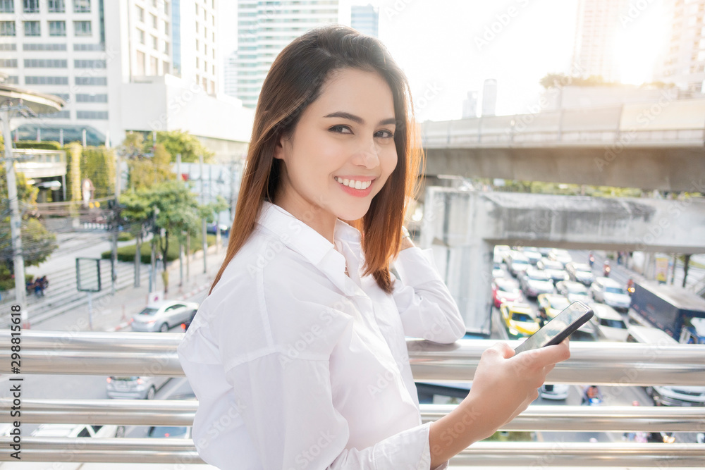 Beautiful business woman on street city outdoor Beautiful business woman on street city outdoor
