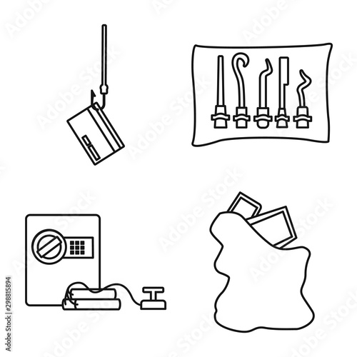 Vector design of thug and robbery icon. Set of thug and fraud stock vector illustration.