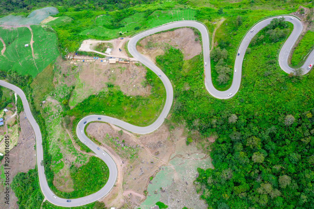 aerial shot of some road serpentines aerial shot of some road serpentines
