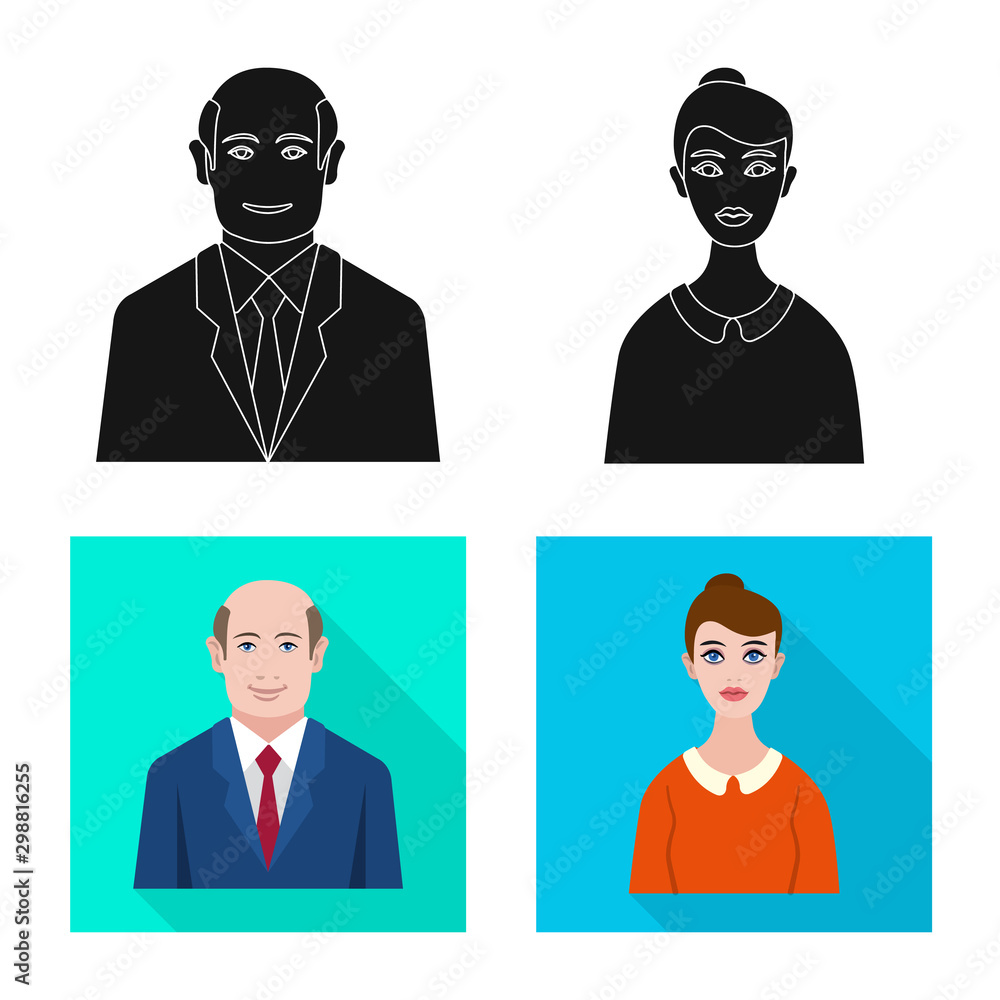 Isolated object of hairstyle and profession symbol. Collection of hairstyle and character stock symbol for web. Isolated object of hairstyle and profession symbol. Collection of hairstyle and character stock symbol for web.