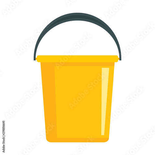 Domestic yellow bucket icon in flat style