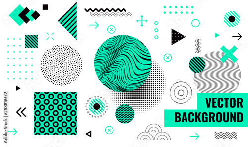 Mega set of memphis design elements, template for your project. Big colorful vector collection