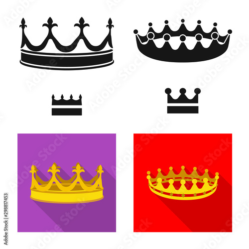 Vector illustration of medieval and nobility sign. Set of medieval and monarchy stock symbol for web.