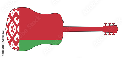 Guitar Silhouette With Belarus National Flag