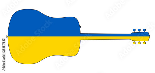 Guitar Silhouette With Ukraine National Flag