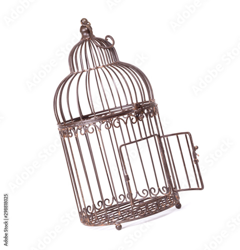 Schilderij op canvas Empty birdcage on white background