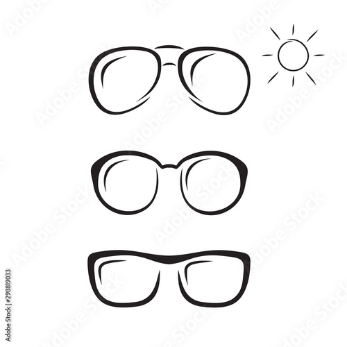 Sketch of sunglasses and sun