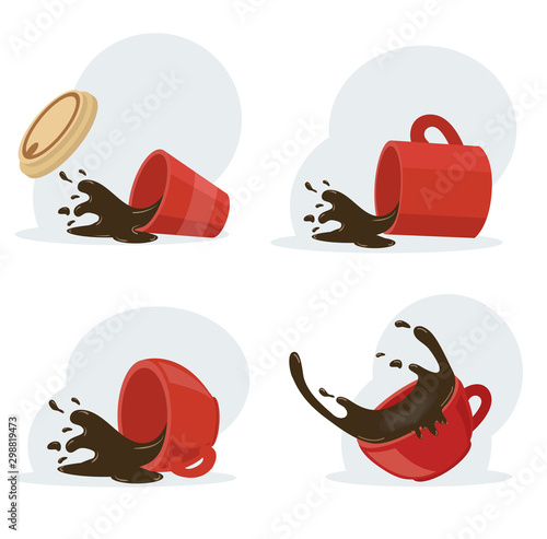 Red cup of Hot Spilled coffee set
