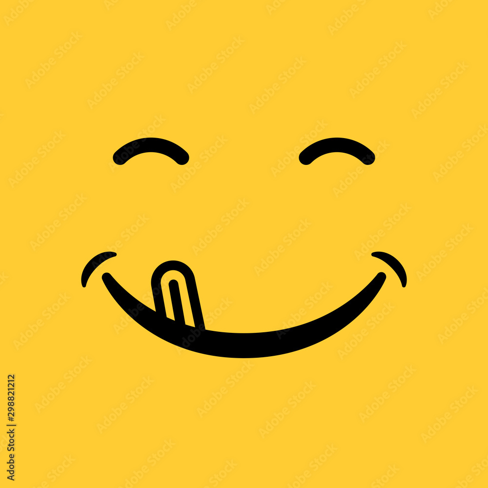 smile emoticon with tongue on yellow background smile emoticon with tongue on yellow background