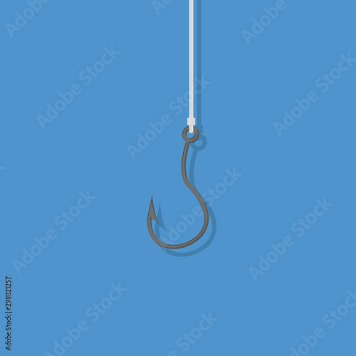 fish hook illustration on blue background, vector
