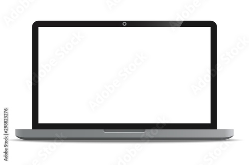 Laptop computer with blank white screen realistic icon for mockup user interface design isolated on white background