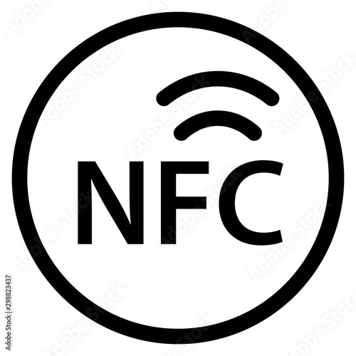 NFC logo contactless wireless payment metod through POS terminal icon isolated on white background. NFC technology contact less pay by mobile phone or credit card